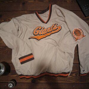 New Era San Francisco Giants Cream Orange Pullover Jacket Size L MLB Authentic